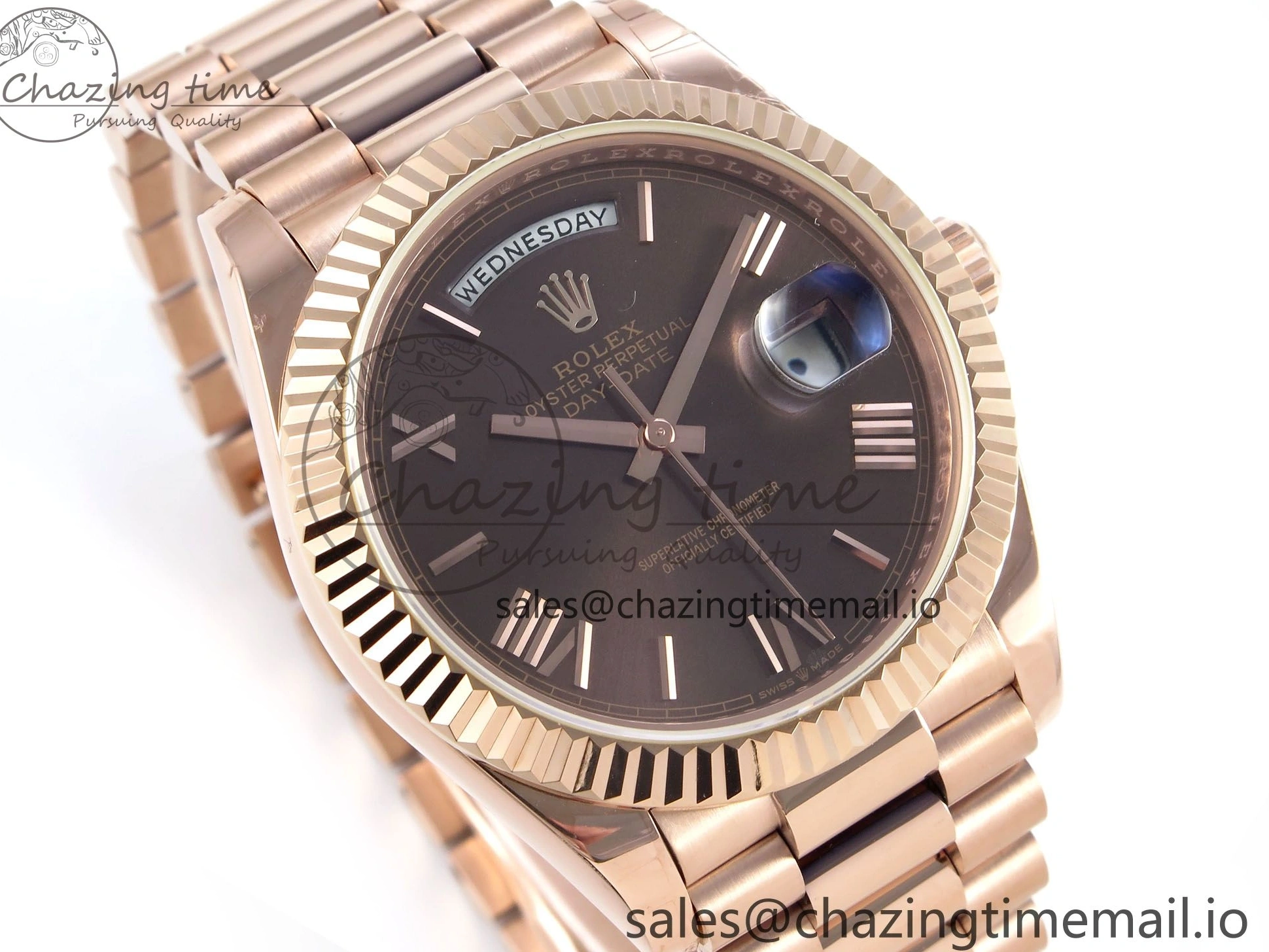 0217 QuickDry Day Date 40 RG 228235 KF 1:1 Best Edition Brown Roman Dial on President Bracelet VR3255 (Gain Weight) 838